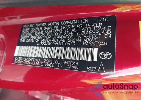 2011 Scion Xd из США, поврежденный, VIN JTKKU4B46B1010610